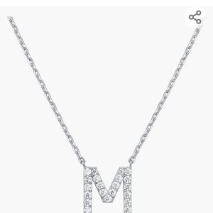 White gold initial "M" necklace